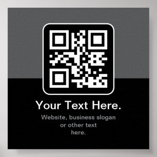 Modern skannbar QR-kod   Svart Grå & Vit Poster