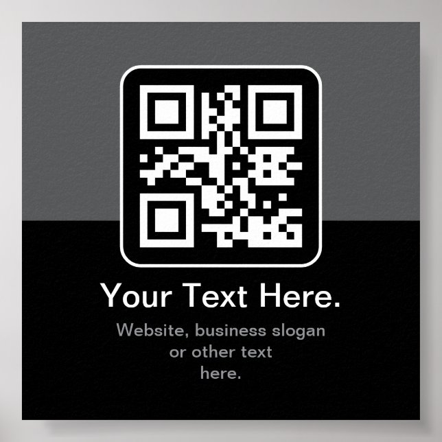 Modern skannbar QR-kod | Svart Grå & Vit Poster (Framsidan)
