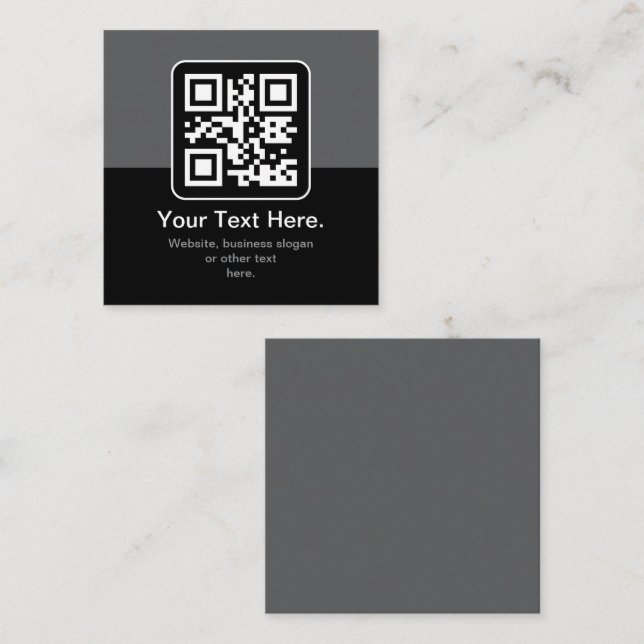 Modern skannbar QR-kod | Svart Grå & Vit Tilläggskort (Fram/baksida)