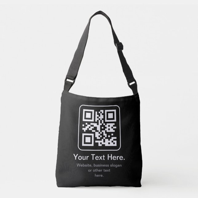 Modern skannbar QR-kod | Svart Vit & Grå Axelväska (Framsida)