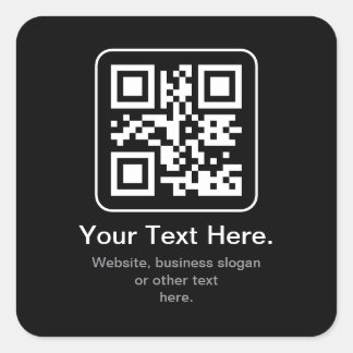 Modern skannbar QR-kod | Svart Vit & Grå Fyrkantigt Klistermärke