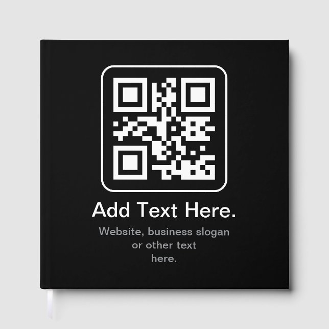 Modern skannbar QR-kod | Svart Vit & Grå Gästböcker (Framsida)