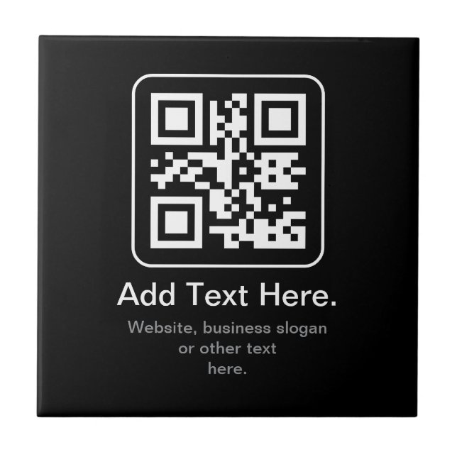 Modern skannbar QR-kod | Svart Vit & Grå Kakelplatta (Framsidan)