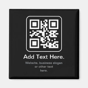 Modern skannbar QR-kod   Svart Vit & Grå Magnet