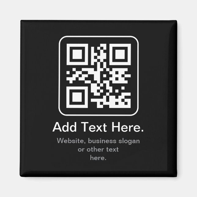Modern skannbar QR-kod | Svart Vit & Grå Magnet (Framsidan)