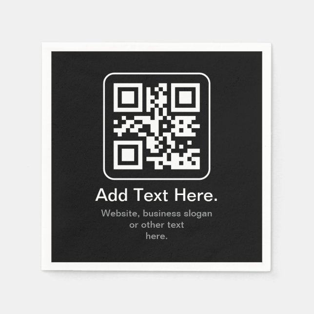 Modern skannbar QR-kod | Svart Vit & Grå Pappersservett (Framsidan)