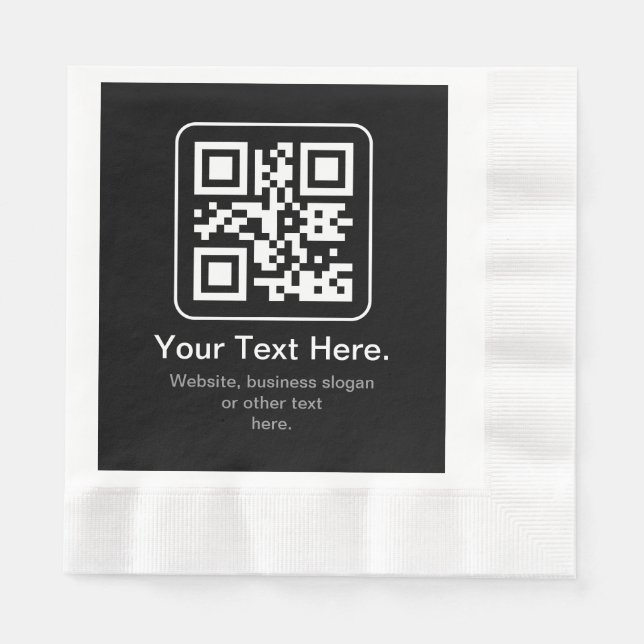 Modern skannbar QR-kod | Svart Vit & Grå Pappersservett (Framsidan)