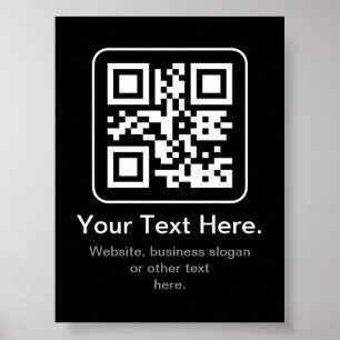 Modern skannbar QR-kod Svart Vit & Grå Poster