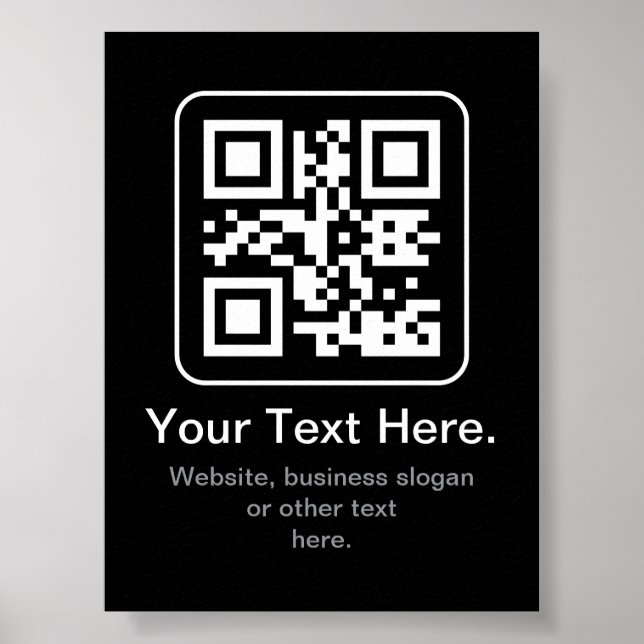 Modern skannbar QR-kod | Svart Vit & Grå Poster (Framsidan)