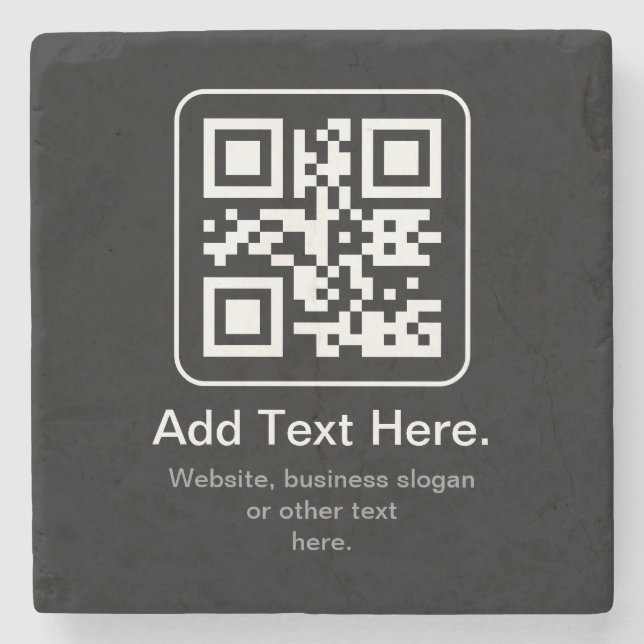 Modern skannbar QR-kod | Svart Vit & Grå Stenunderlägg (Framsidan)