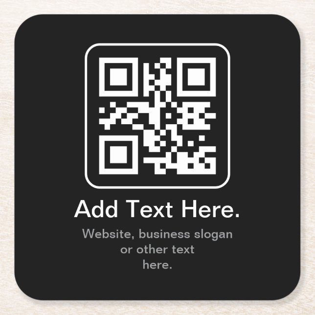 Modern skannbar QR-kod | Svart Vit & Grå Underlägg Papper Kvadrat (Framsidan)