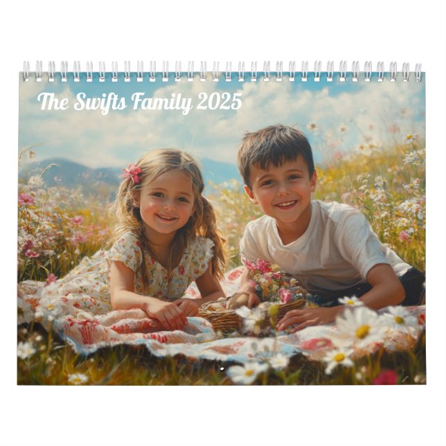 Modern Skapa din egen familj Bilder 2025 enkel Kalender (Omslag)