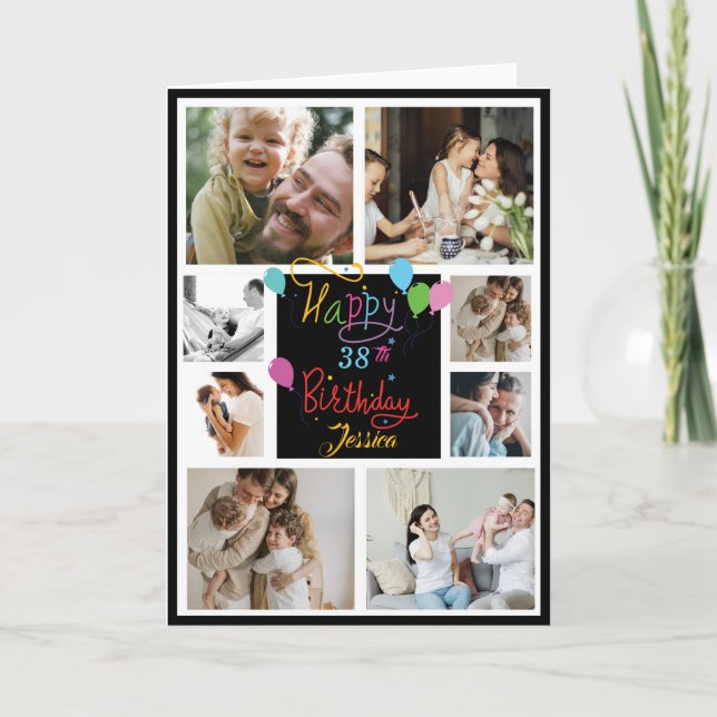 Modern Skapa ditt eget foto Collage Birthday Card Kort (Framsida)
