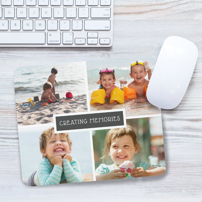 Modern Skapande minnesfamilj Fotokollage Musmatta (Modern Creating Memories Family Photo Collage Mouse Pad)