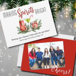Modern Skapar Spirits Bright Company Photo Julkort