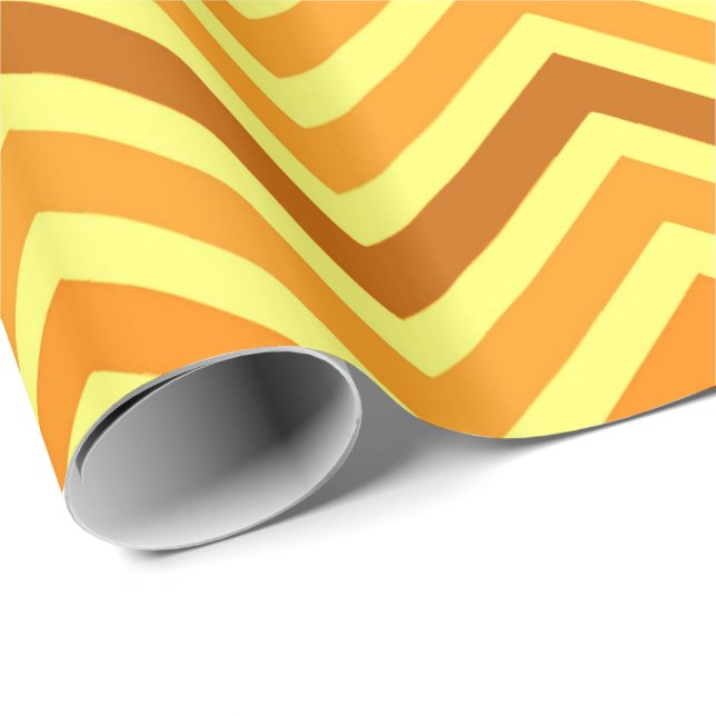 Modern, skarp, trendig, gyllene gult-chevron presentpapper (Rullad Hörn)