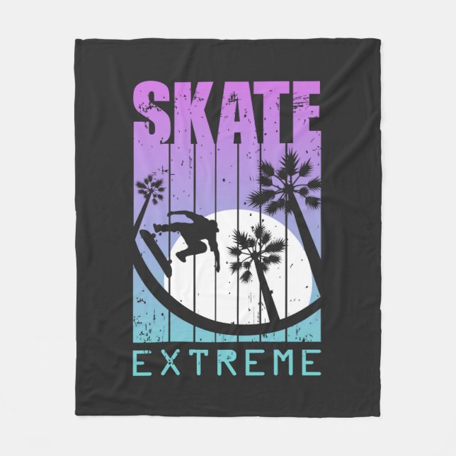 Modern Skate Extreme Skateboarding Roligt Tropical Fleecefilt (Framsidan)
