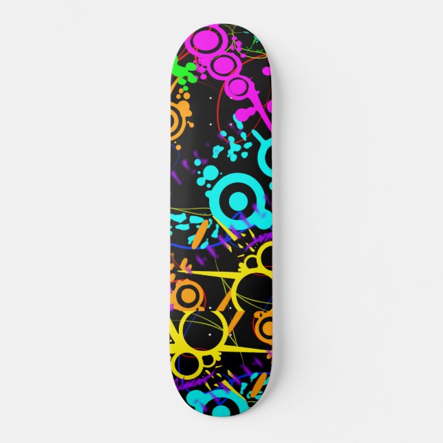 Modern skateboard för abstrakt neonsplatter (Framsida)
