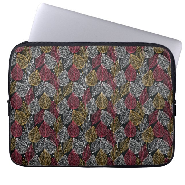 Modern Skeleton Leaves Autumn Pattern Laptop Fodral (Framsidan)
