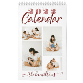 Modern Sketchy Calligraphy New Year Photo Maroon Kalender