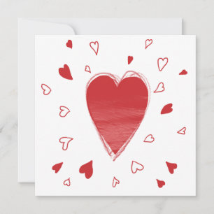Modern Sketchy Red Kärlek Hearts Julkort