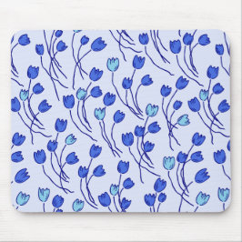 Modern Sketchy Tulips Pattern | Blue Delft Musmatta