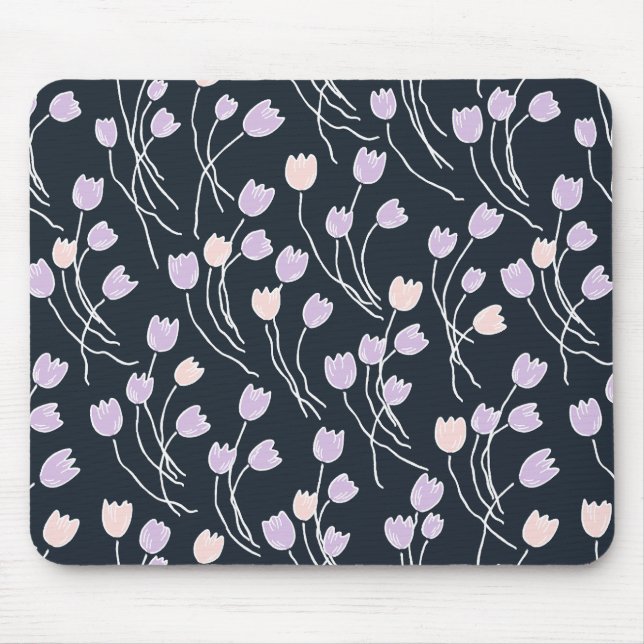 Modern Sketchy Tulips Pattern | Midnight Garden Musmatta (Framsidan)