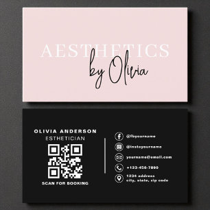Modern Skincare Esthetician QR Code Rosa Visitkort