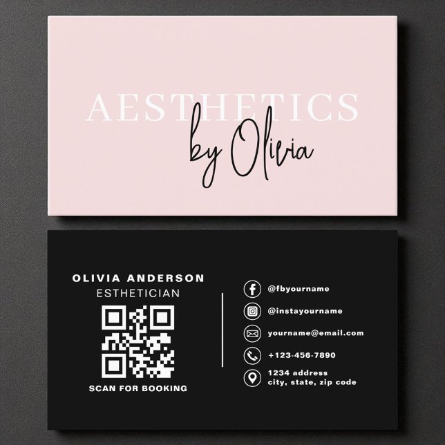 Modern Skincare Esthetician QR Code  Rosa Visitkort (Skapare uppladdad)