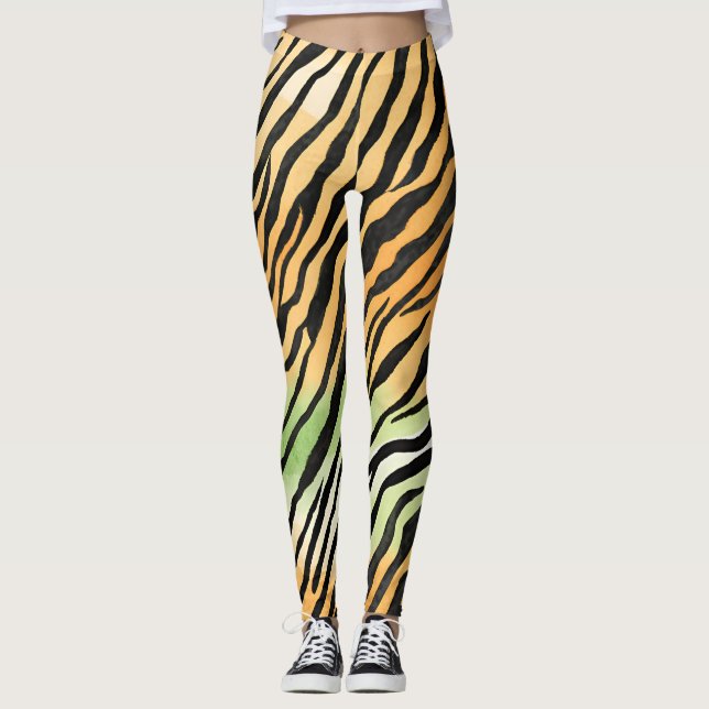 Modern skins med strimlad tiger Skriv ut kattdjure Leggings (Framsida)