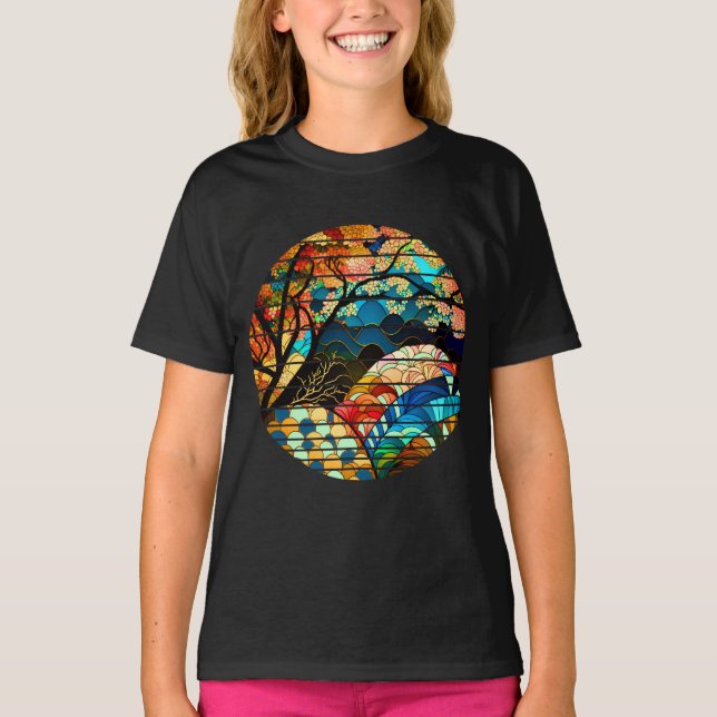 MODERN SKOG JAPANSK KONSTSTIL T SHIRT (Framsida)
