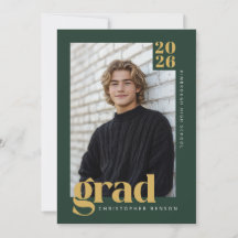 Modern skoggrön guld foto examen