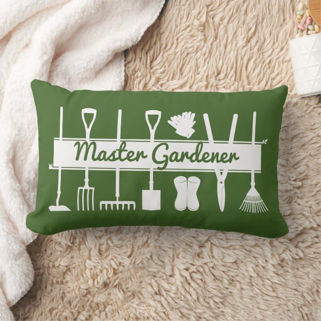 Modern skoggrön och vit Master Gardener Lumbarkudde (Filt)
