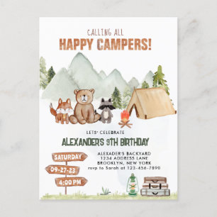 Modern Skogsglad Campare Camping Barn Kalas Vykort