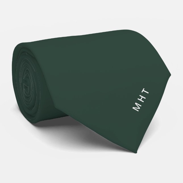 Modern Skogsgrön Initial Minimalistisk Monogram Slips (Rullad)