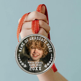 Modern skolavslutningskrans foto medalj fet typogr julgransprydnad metall