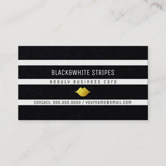 modern skönhet i svart och vitt rand visitkort (Framsida)