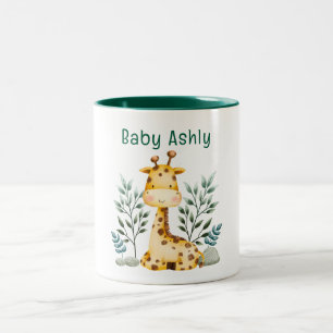 Modern Skönhet Orange Giraff med Namn Kaffe Mugg