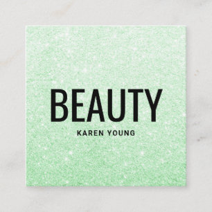 Modern skönhetssalon chic mint grönt glitter makeu fyrkantigt visitkort