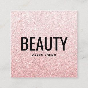 Modern skönhetssalon chic rosa glitter fyrkantigt visitkort