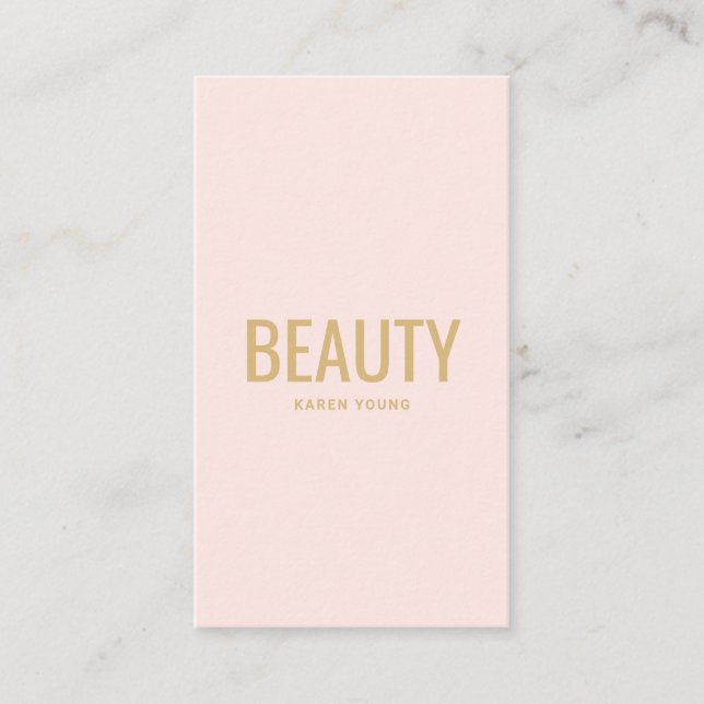 Modern skönhetssalon i guld trendiget  rosa visitkort (Framsida)