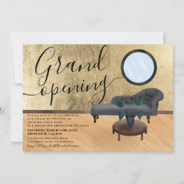 Modern skönhetssalong i guld inbjudningar