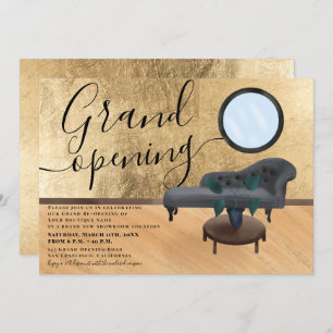 Modern skönhetssalong i guld inbjudningar