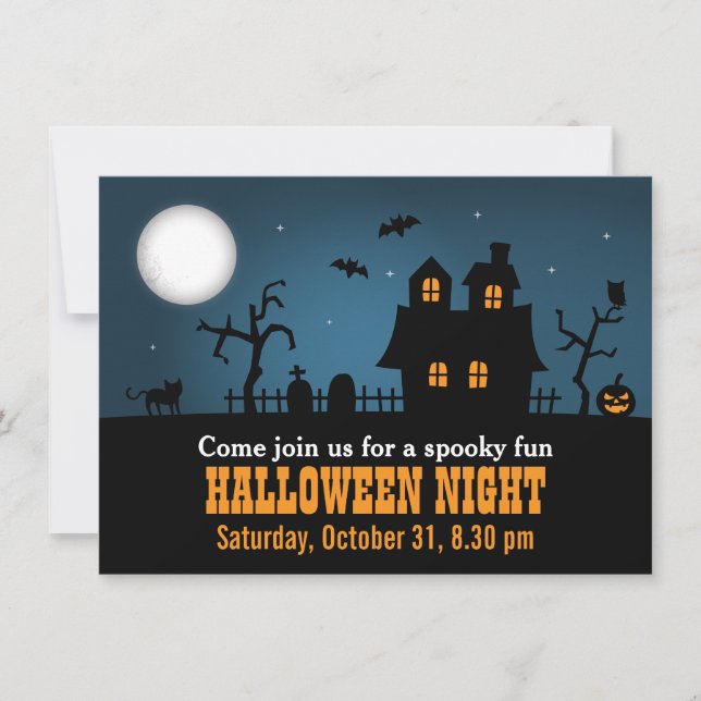 Modern Skräckinjagande Spökhus Halloweenfest Inbjudningar (Framsida)