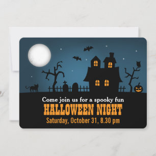 Modern Skräckinjagande Spökhus Halloweenfest Inbjudningar