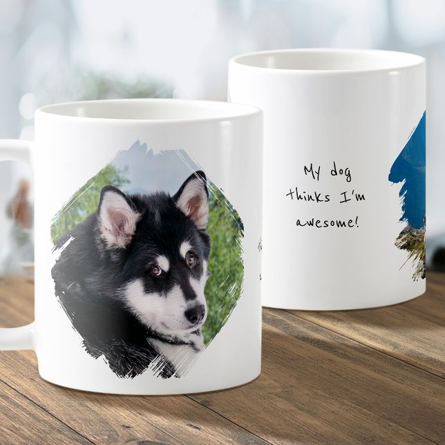 Modern Skräddarsydd 2 Foto Målarpenseldrag Hund Kaffemugg (Skapare uppladdad)