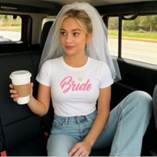 Modern Skräddarsydd Brudnamn Rosa Glittrig Diamant T Shirt