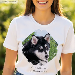 Modern skräddarsydd foto-målade penseldrag Husky H T Shirt