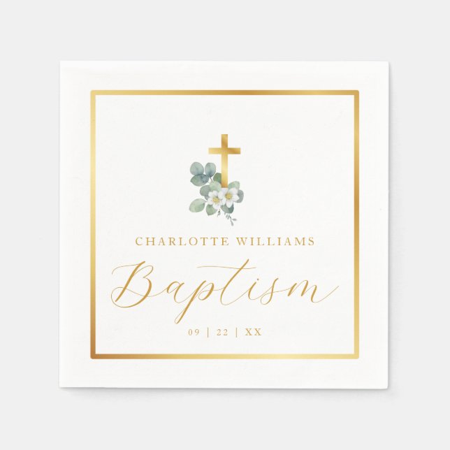 Modern skribaptism Napkins | Elegantens Religiösa Pappersservett (Framsidan)