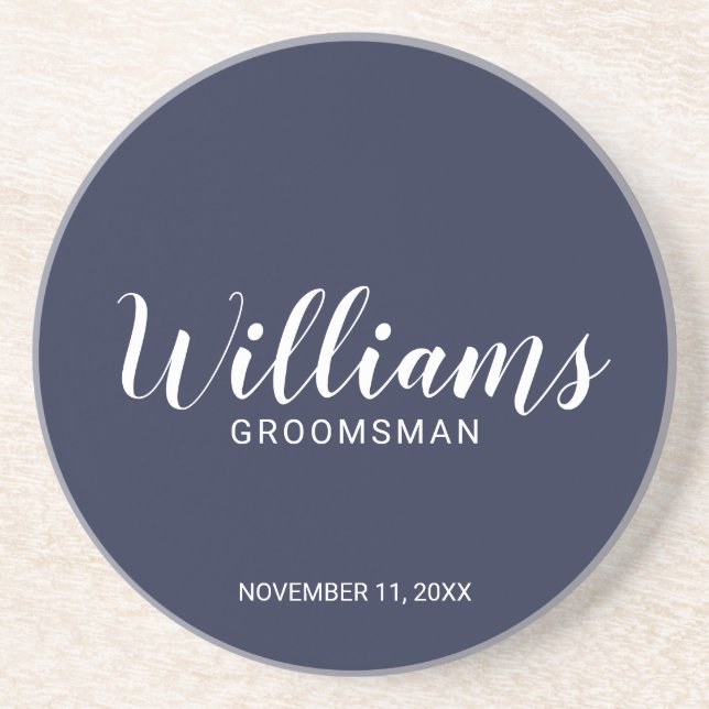 Modern skribentblått Personlig Groomsman Underlägg (Framsidan)